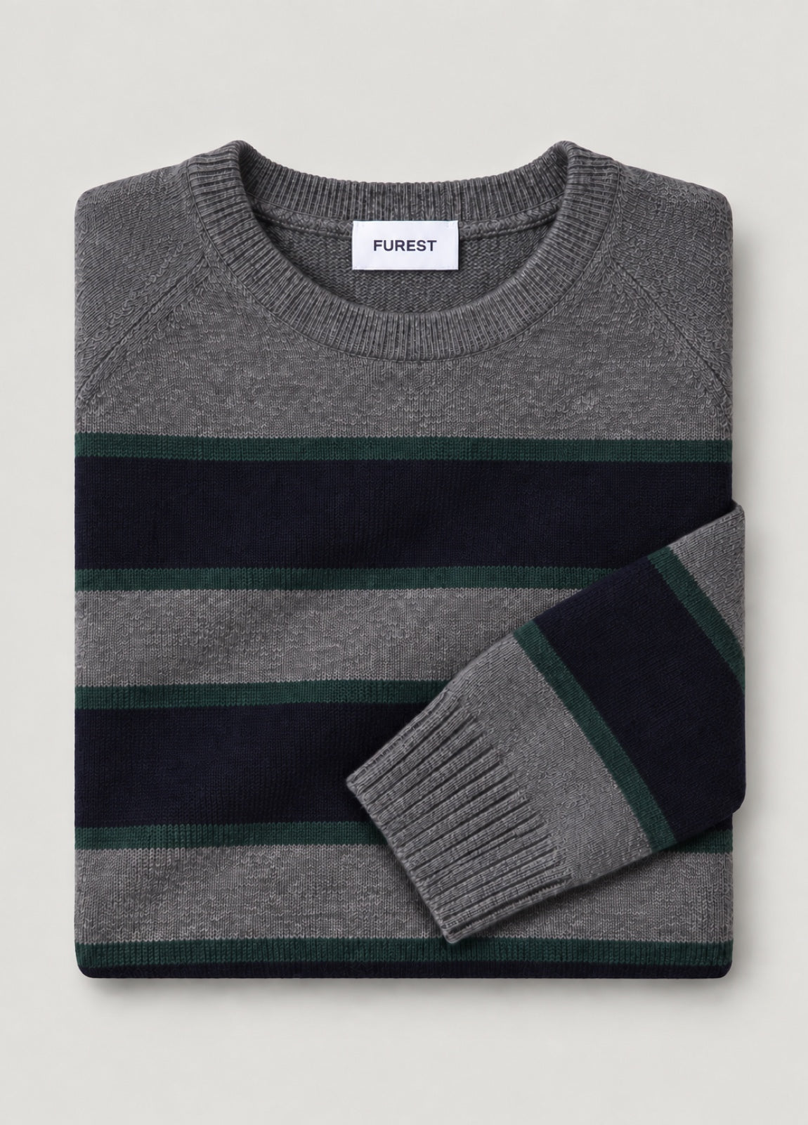 Jersey Ranglan Stripes Crew Neck Gris
