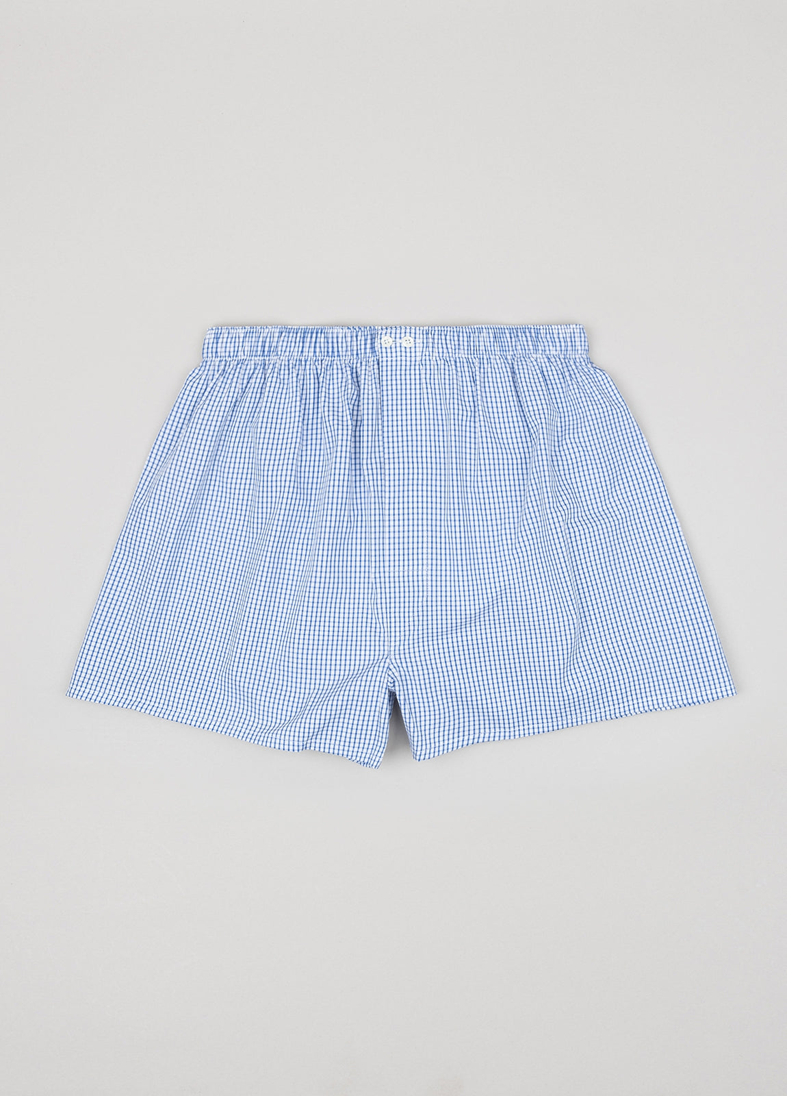 Blue checkered boxer