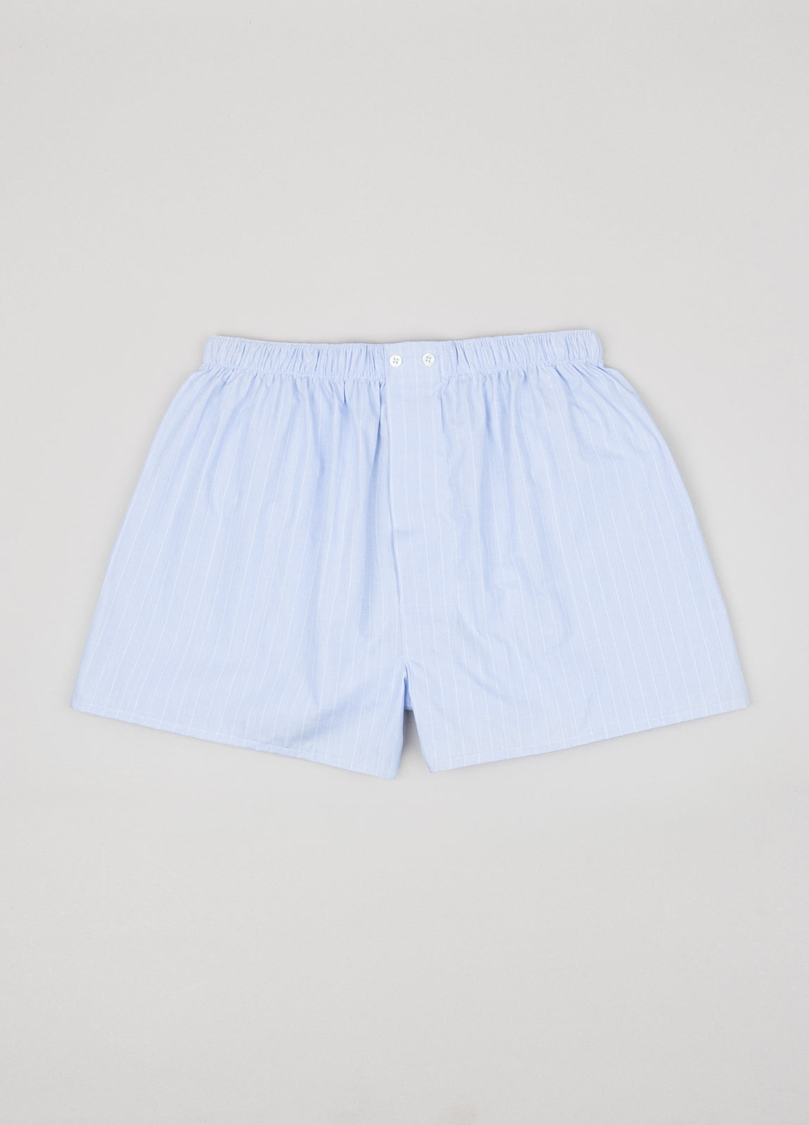 Light blue boxer with white stripes