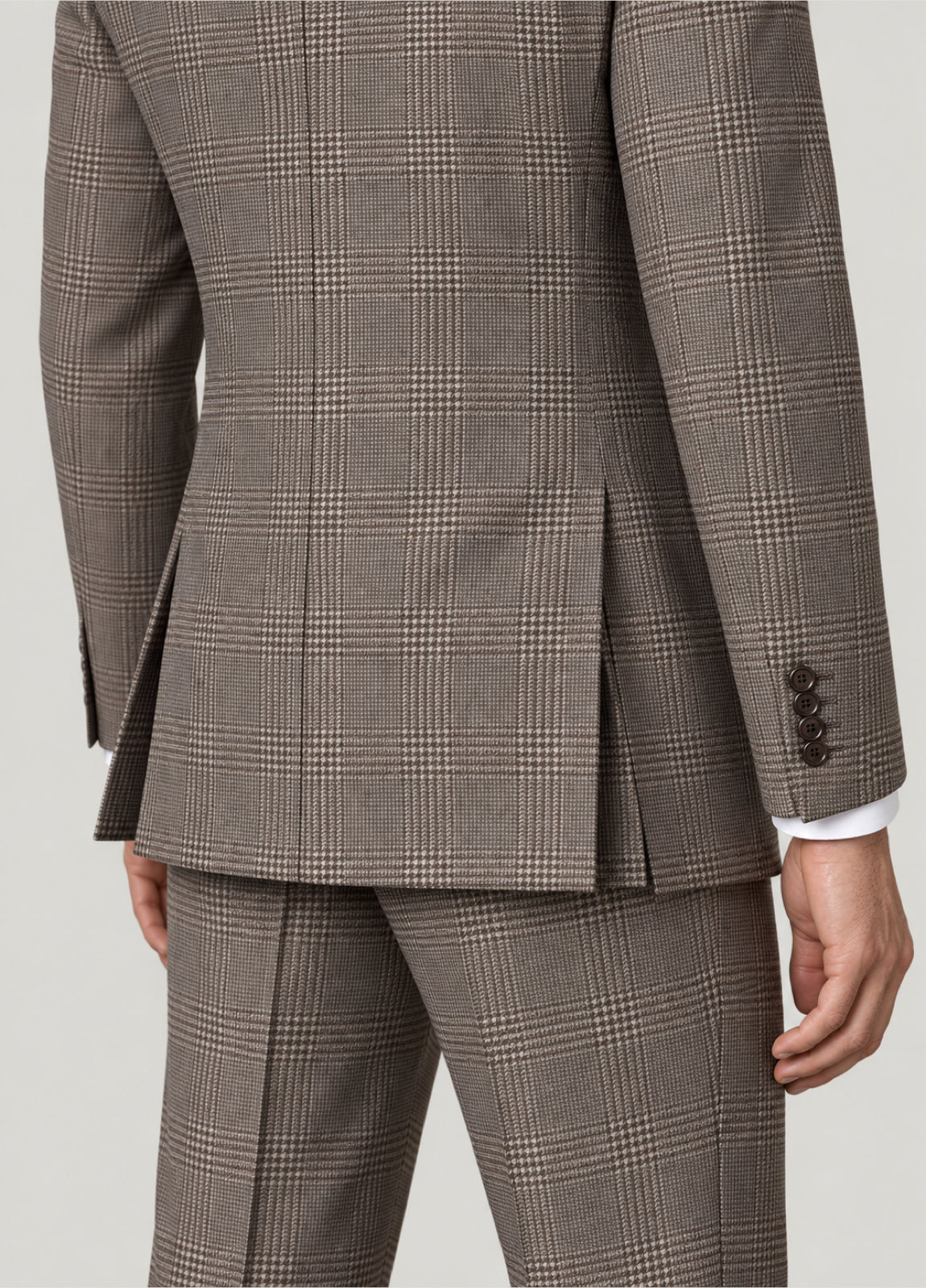 Traje Oxford Tailored Fit 2 botones príncipe de Gales beige a medida