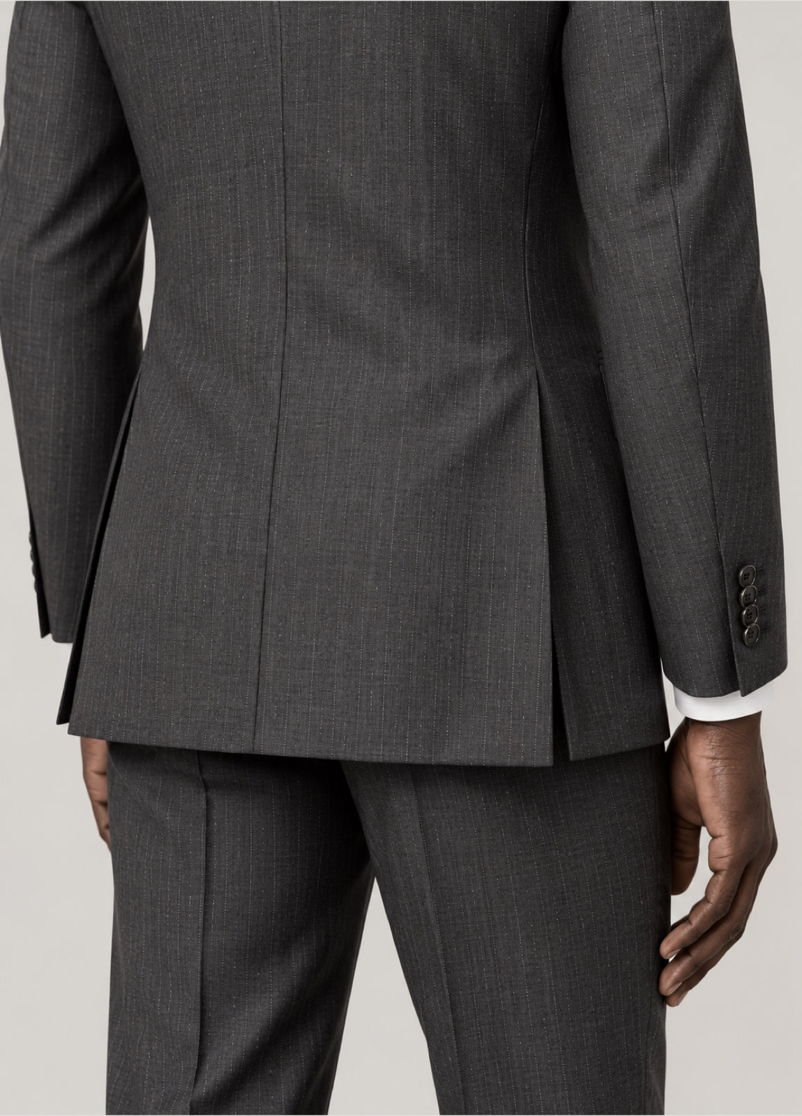 Traje Oxford Tailored Fit 2 botones gris raya diplomática a medida