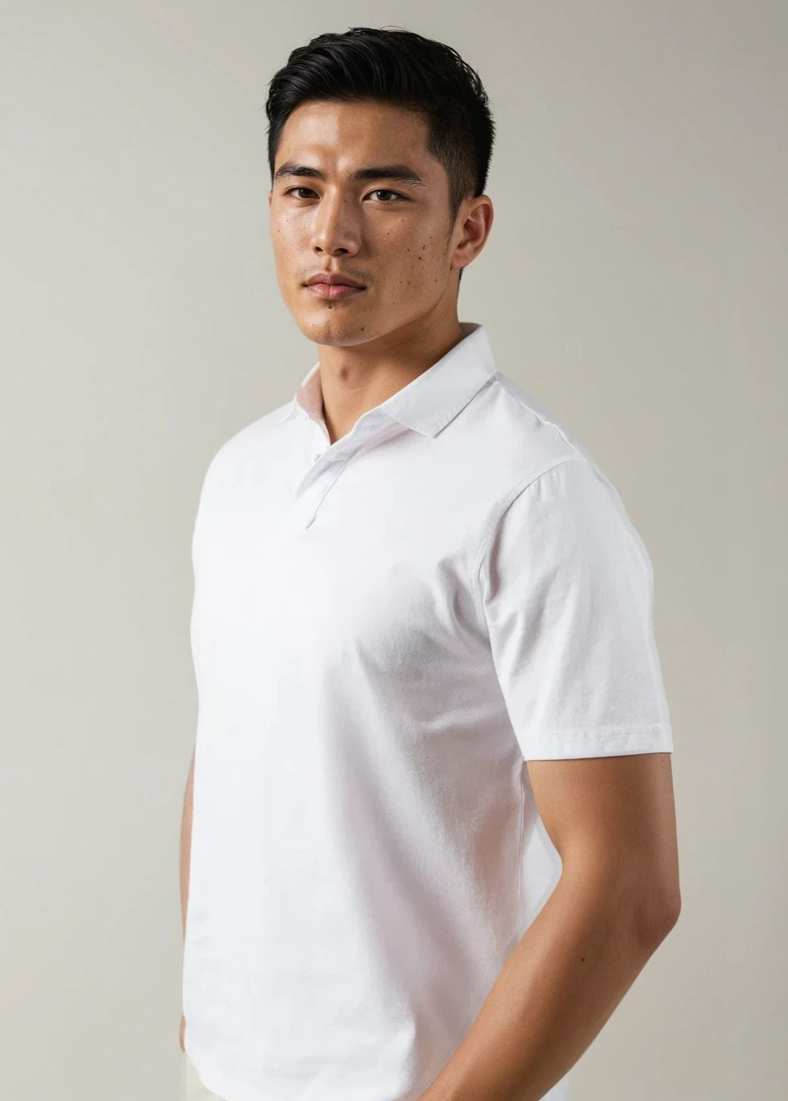 Polo manga corta garment dye blanco