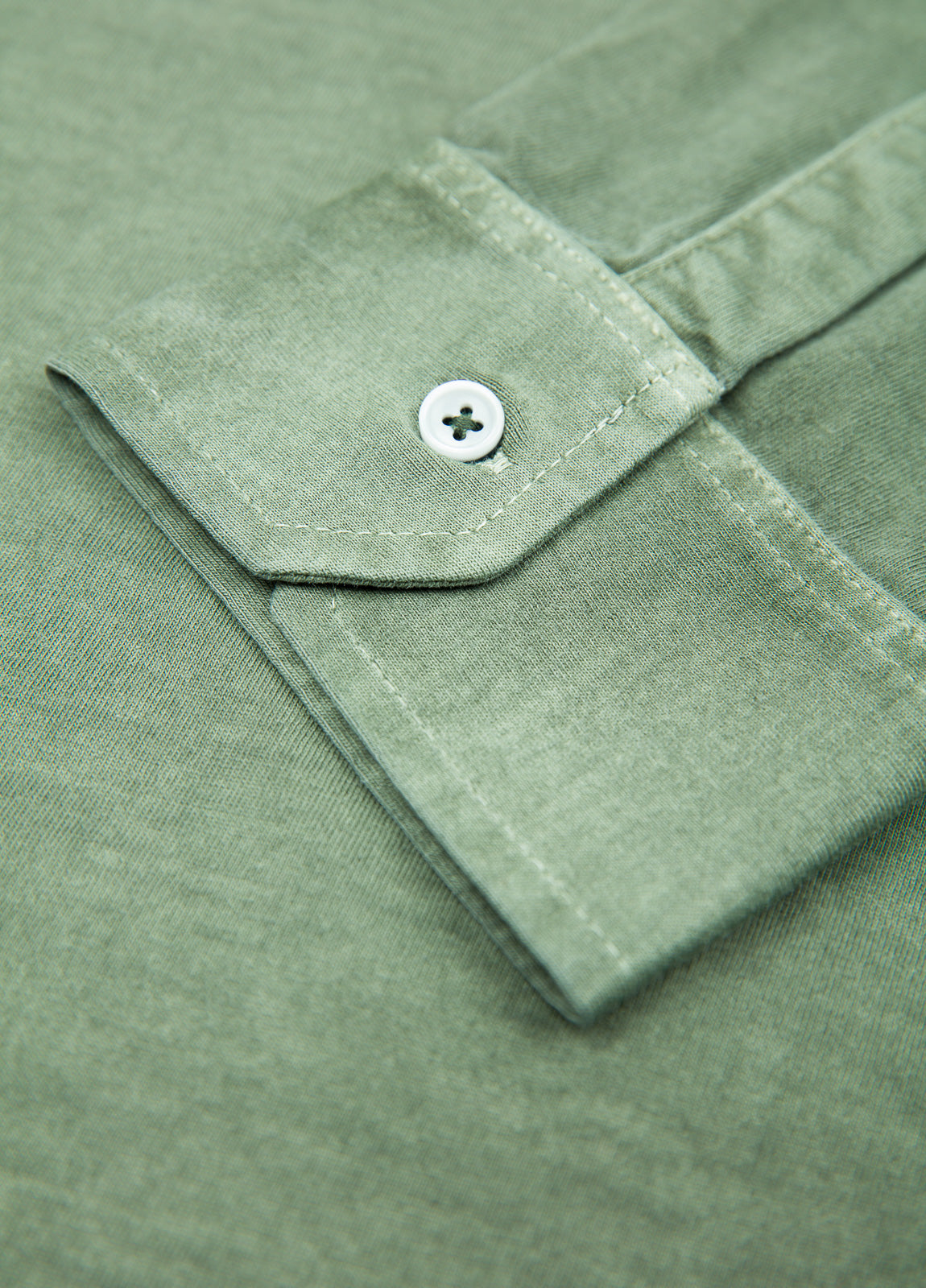 Plain khaki long-sleeved polo shirt
