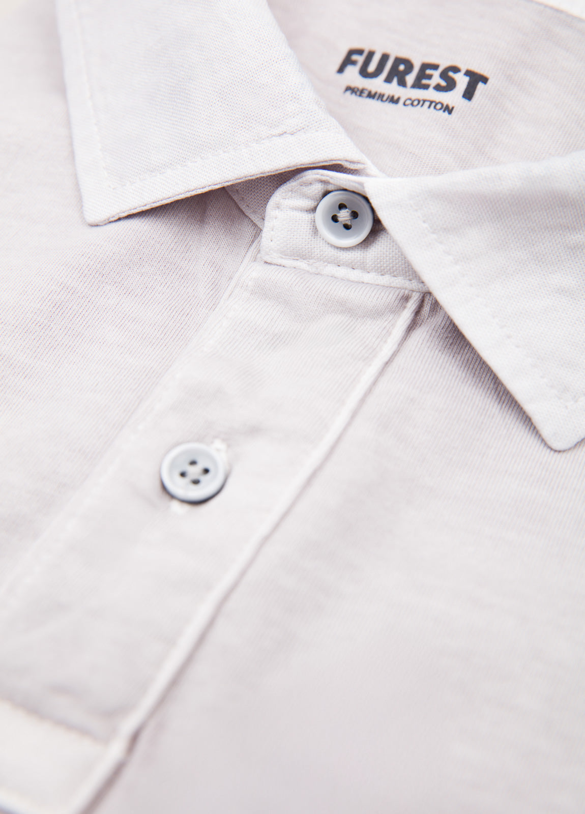 Plain stone long-sleeved polo shirt