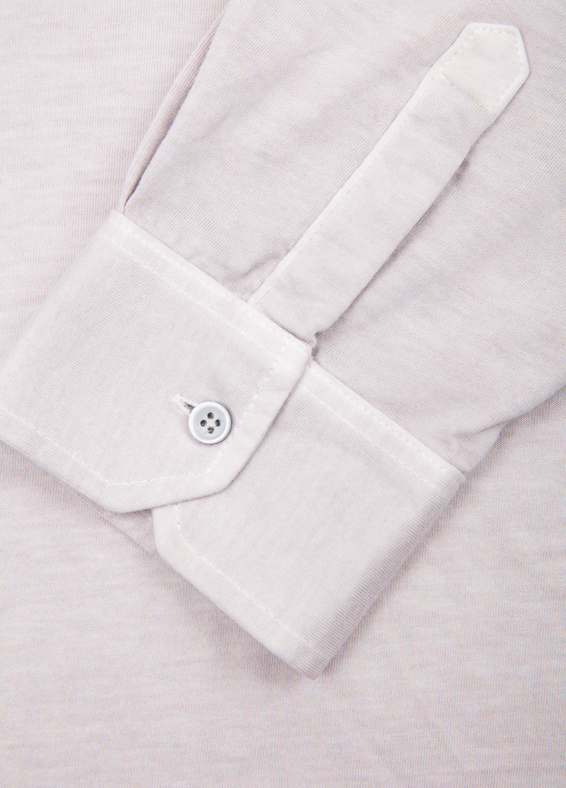 Plain stone long-sleeved polo shirt