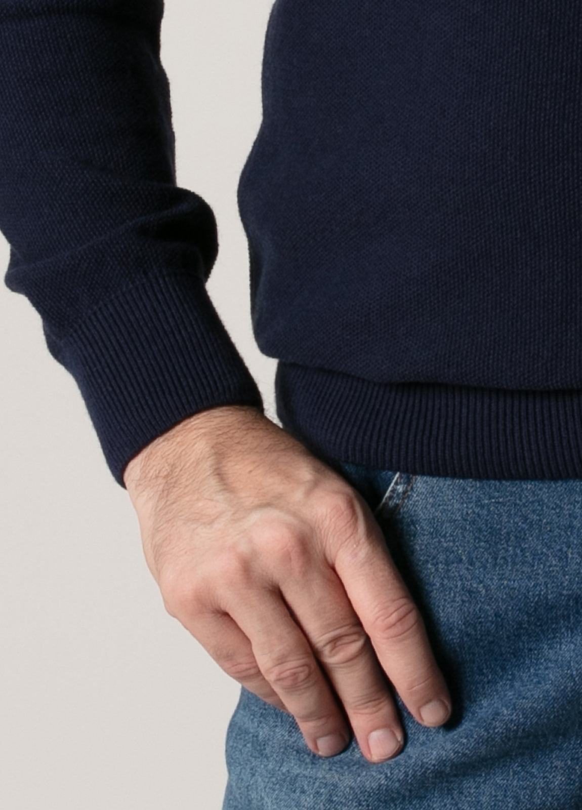 Jerséy cuello zip punto de arroz marino