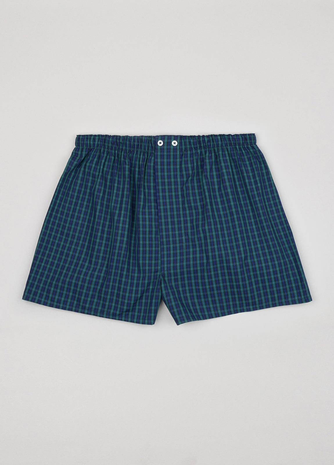 Green and blue checkered boxer shorts