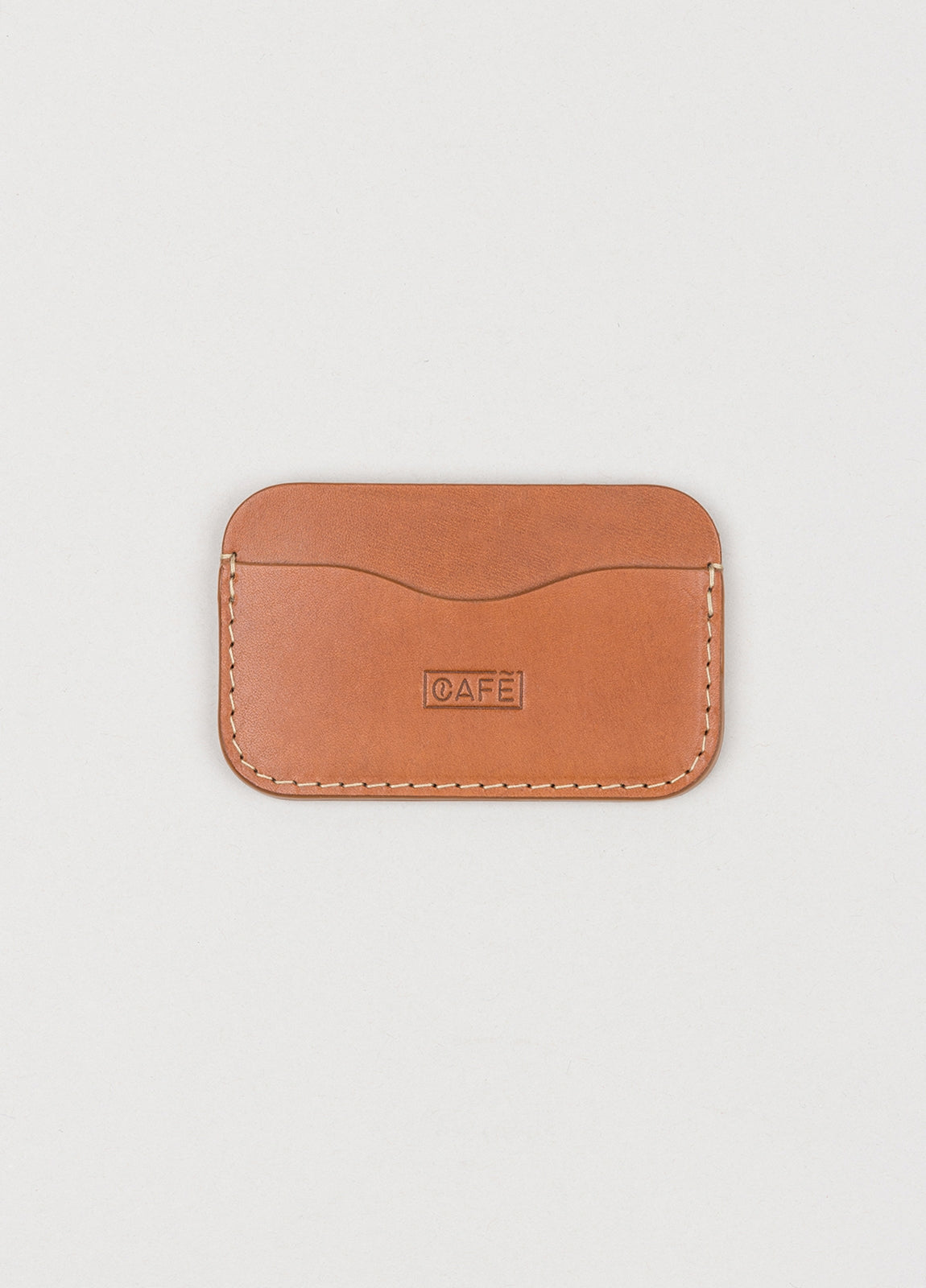 Cognac-colored leather card holder