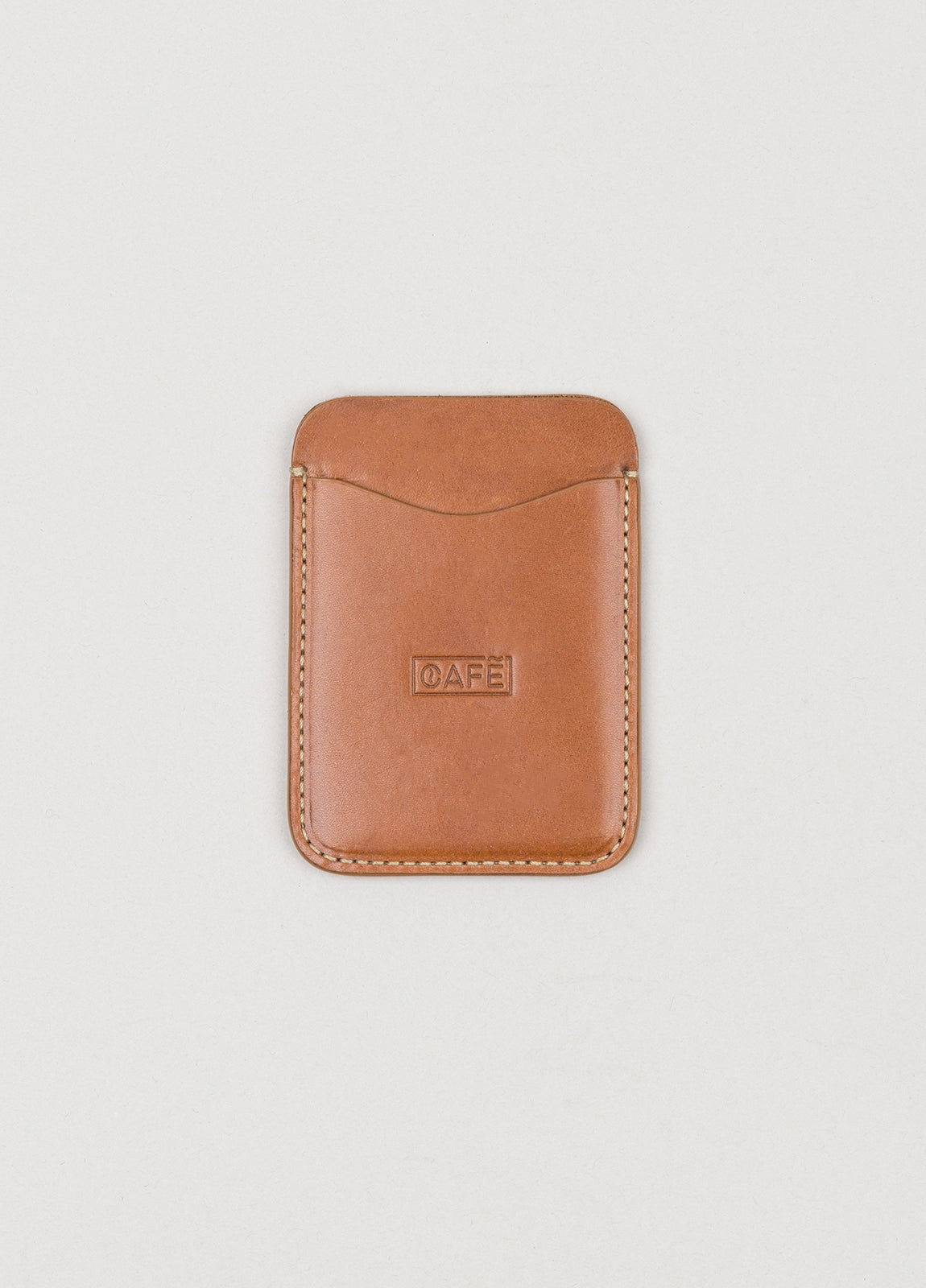 Cognac-colored leather card holder