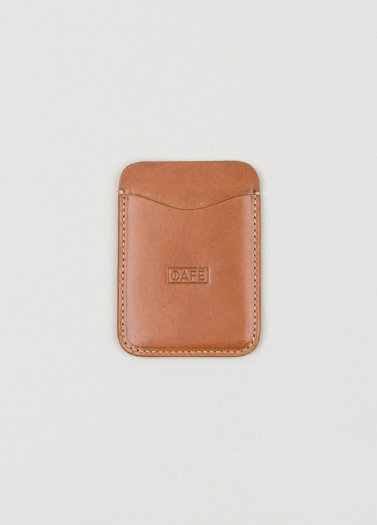 Tarjetero de piel color cognac