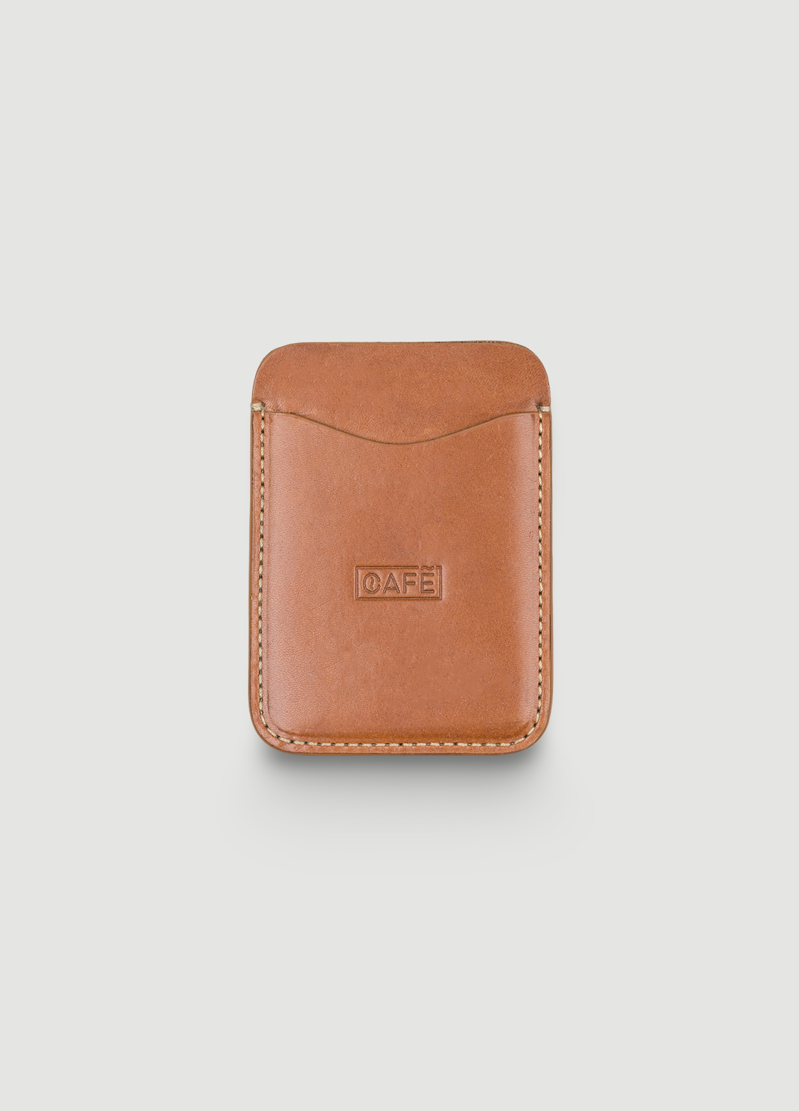 Cognac-colored leather card holder