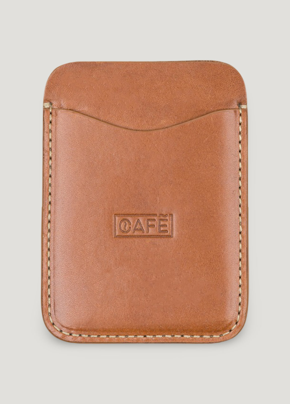 Cognac-colored leather card holder