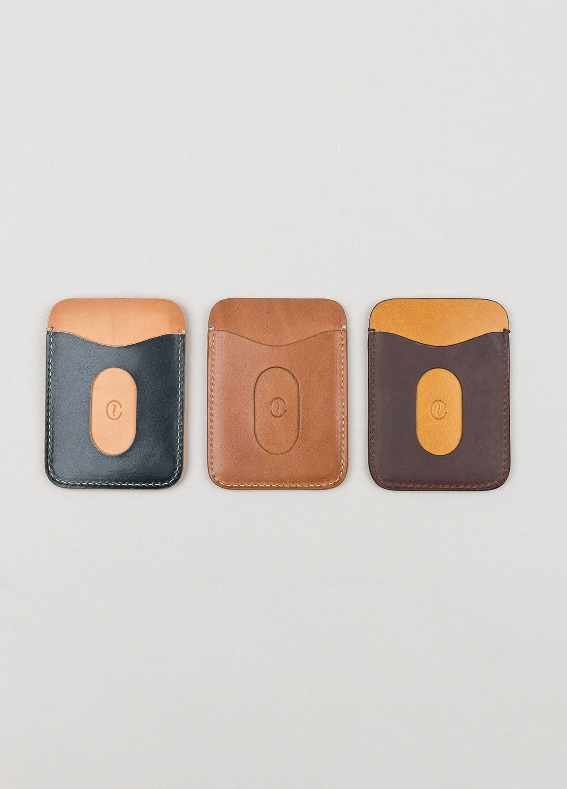 Cognac-colored leather card holder