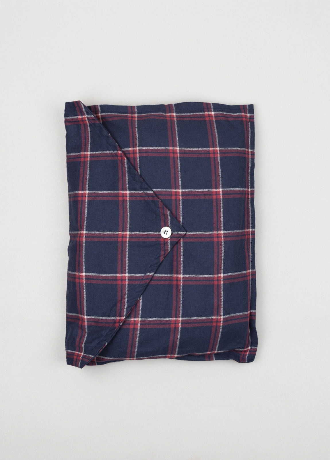 Navy and maroon checked robe