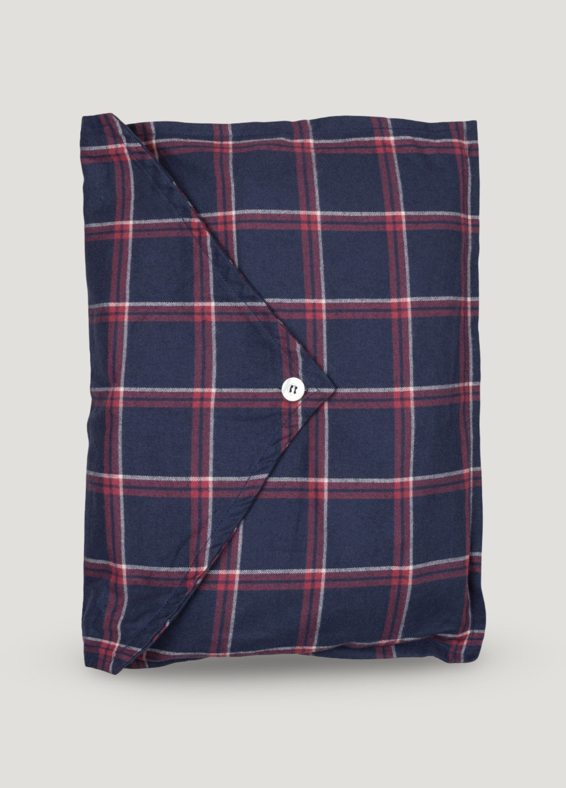 Navy and maroon checked robe