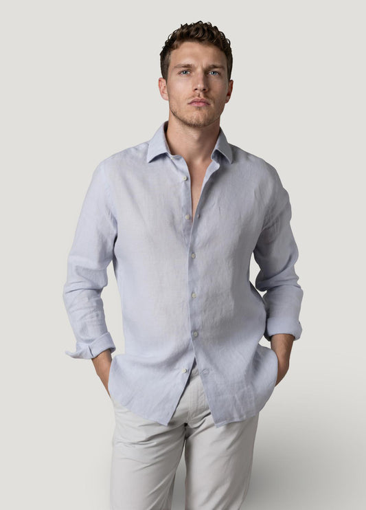 Camisa lino celeste