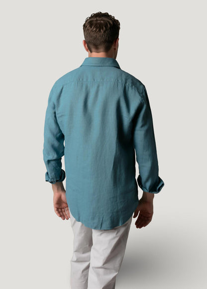 Camisa sport lino petróleo
