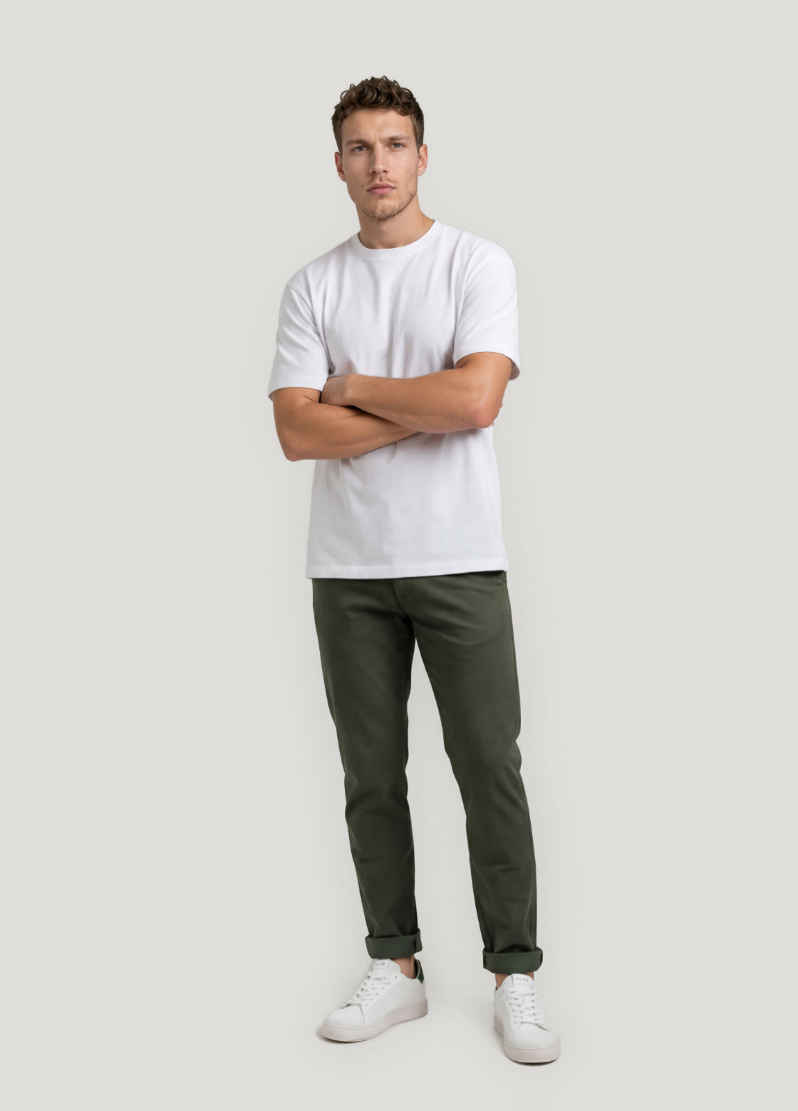 Green chino casual pants