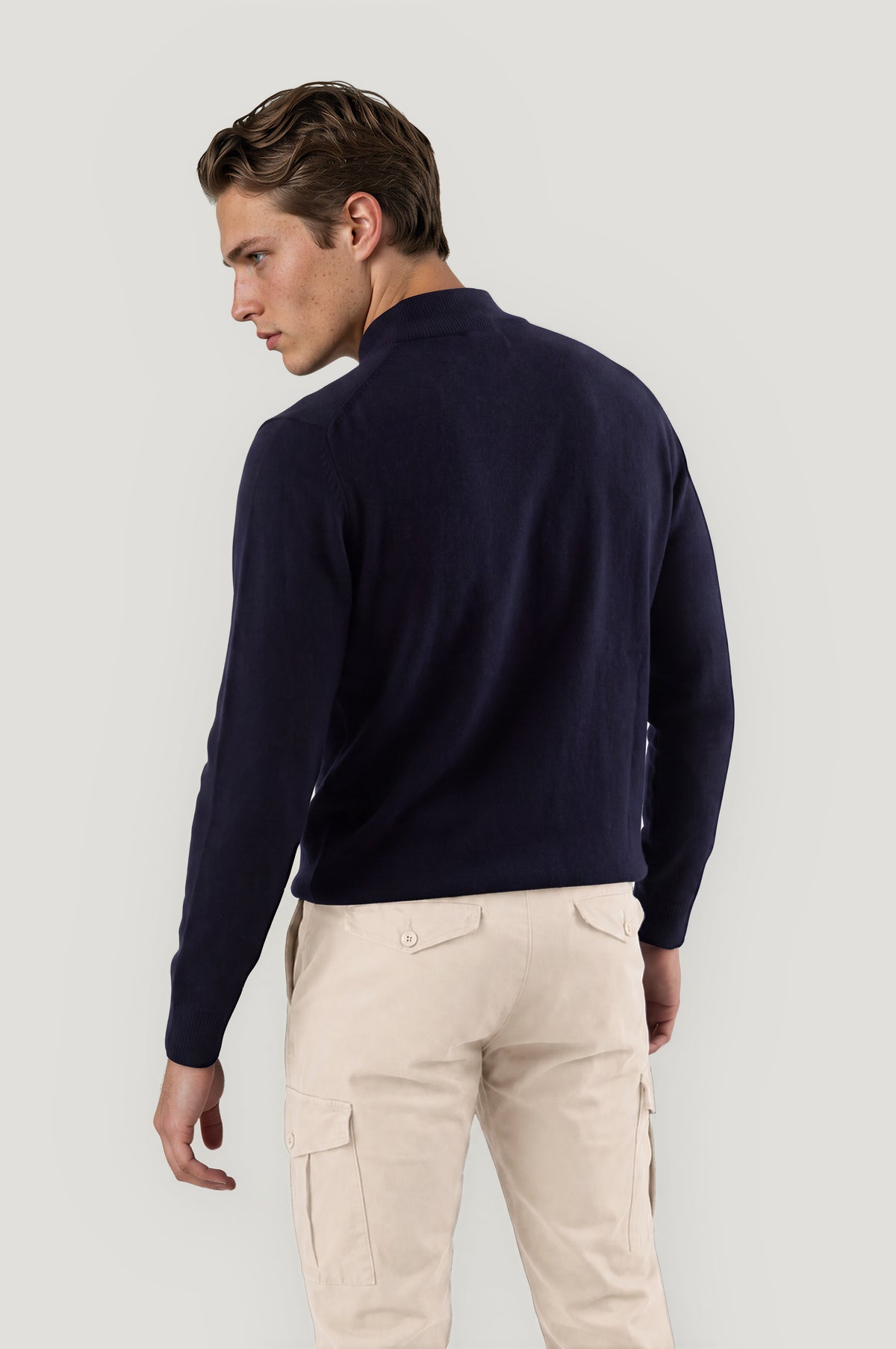 Cardigan jaspeado marino