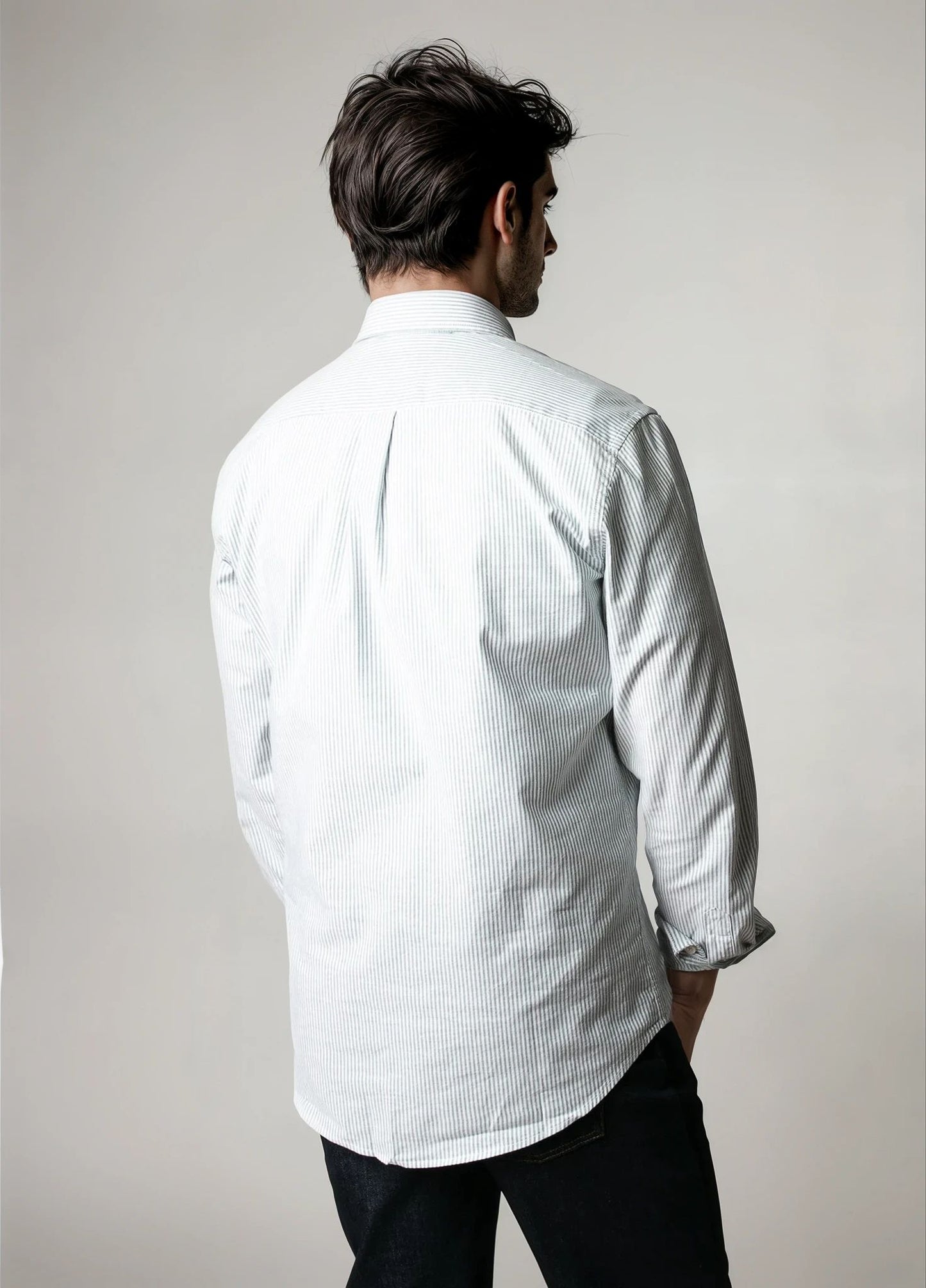 Camisa sport rayas celeste verde