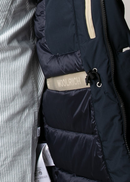 Navy technical parka with hood