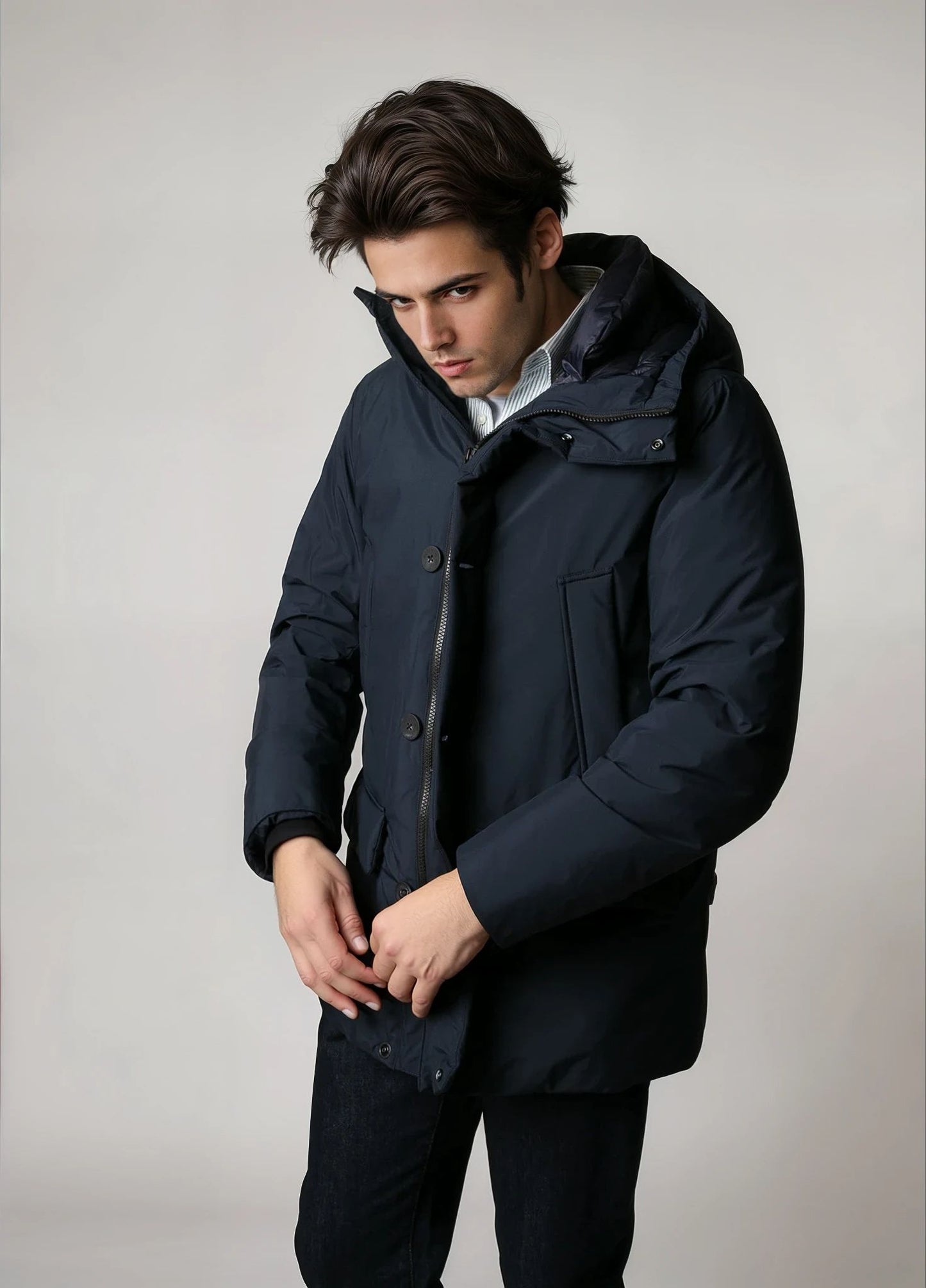 Parka técnica marino con capucha