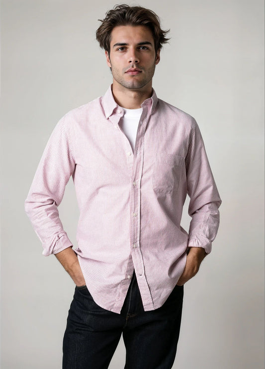 Camisa sport rayas granate