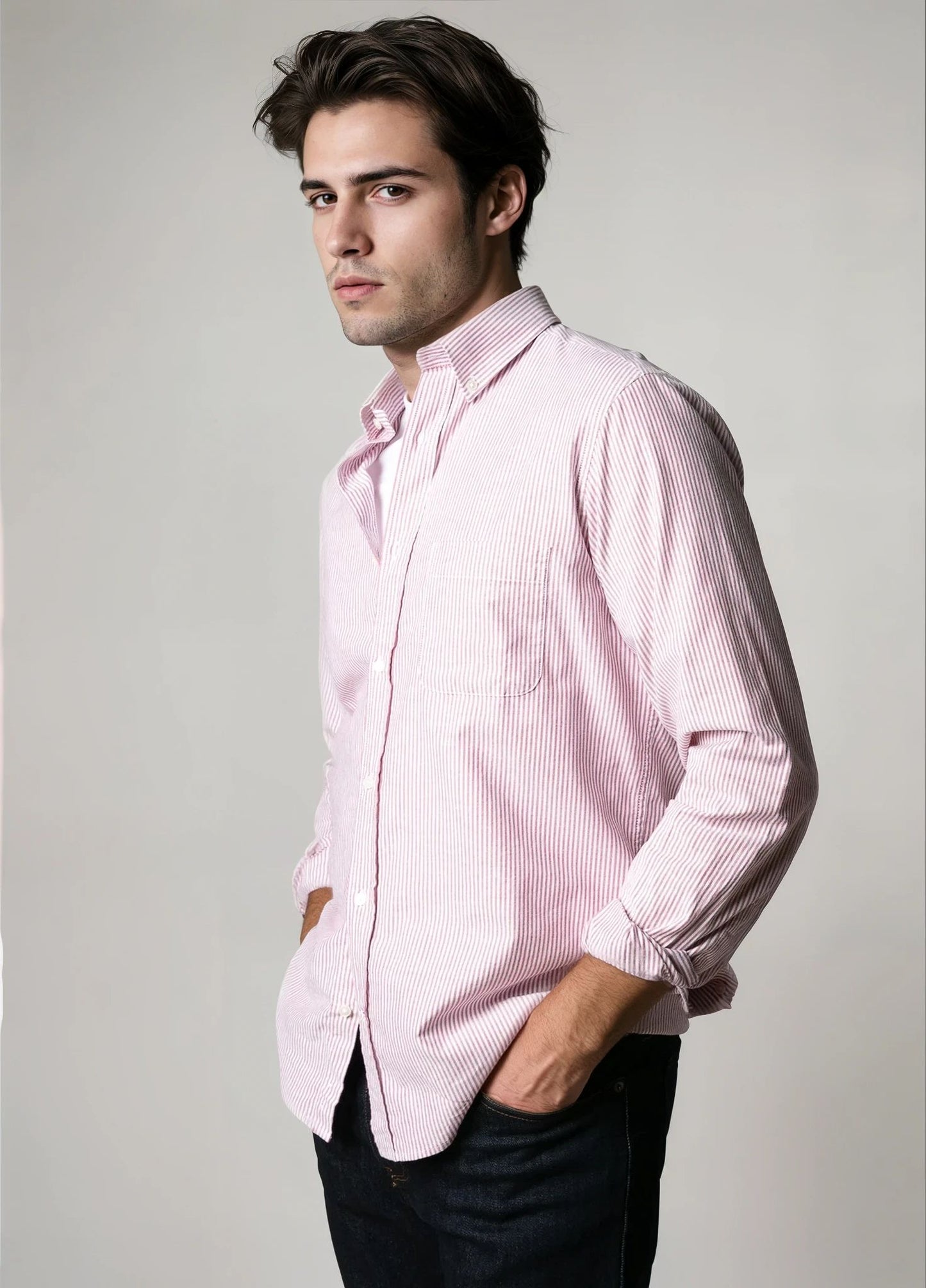 Camisa sport rayas granate