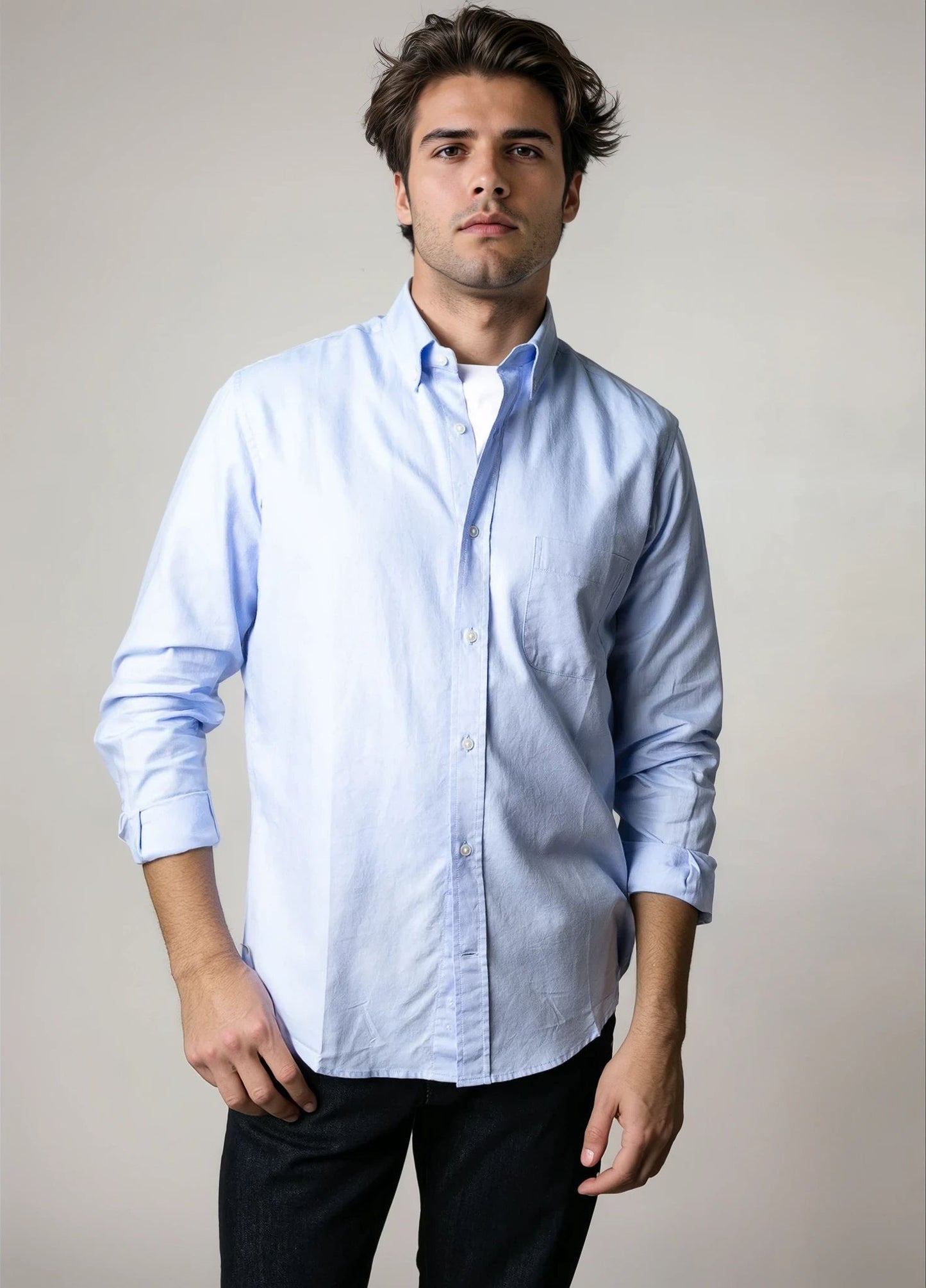 Camisa sport pin point azul