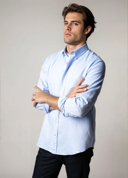 Camisa sport pin point azul