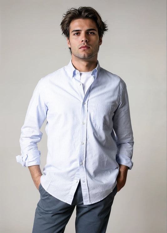 Camisa sport rayas celeste