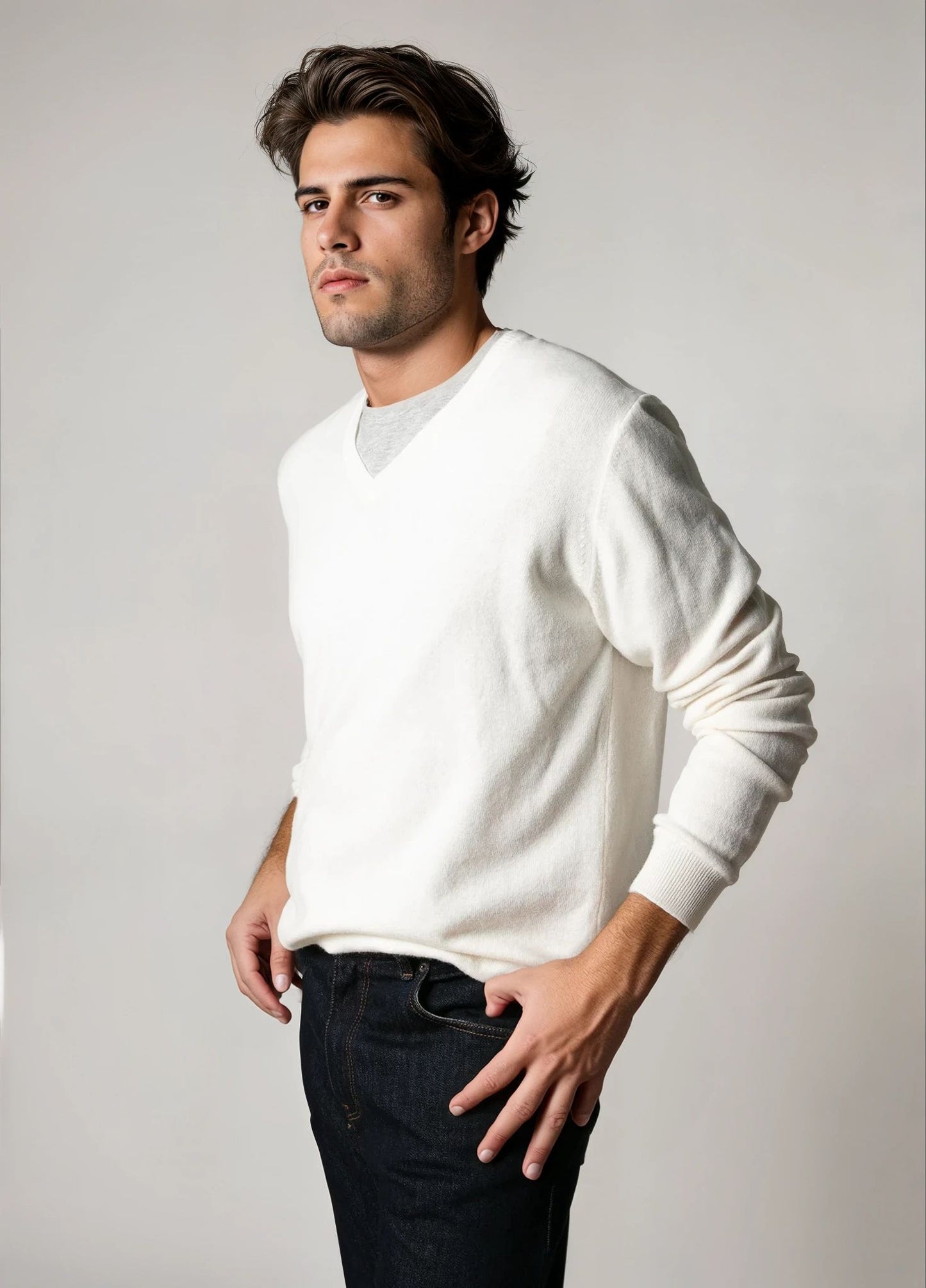 Raw V-neck jersey