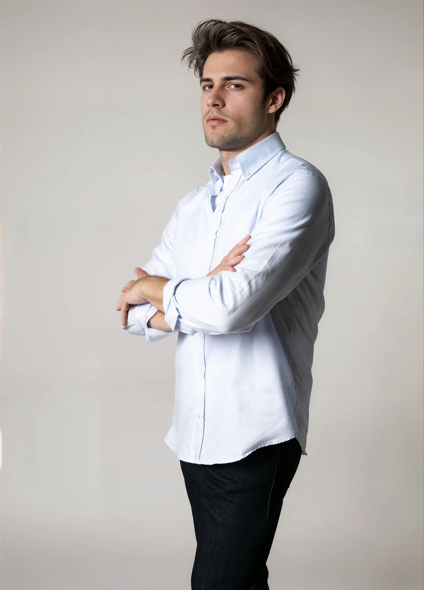Camisa sport pin point celeste