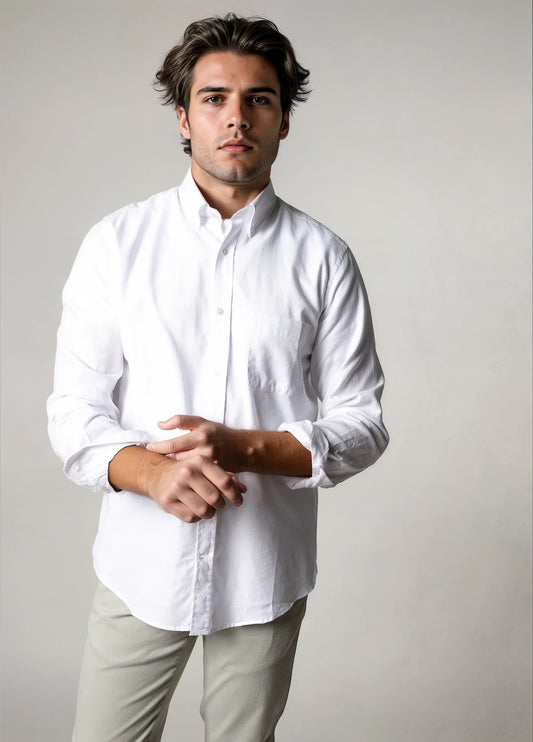 Camisa sport pin point blanca
