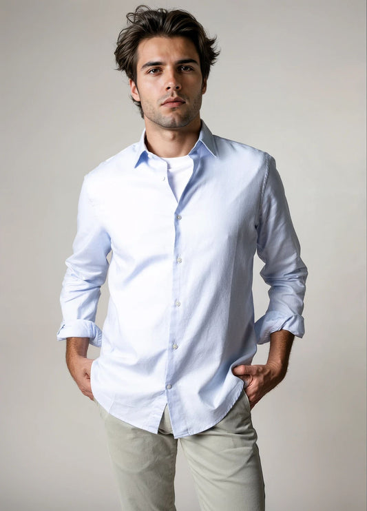 Camisa sport estructura celeste