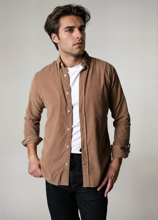 Camisa sport micro pana tostado