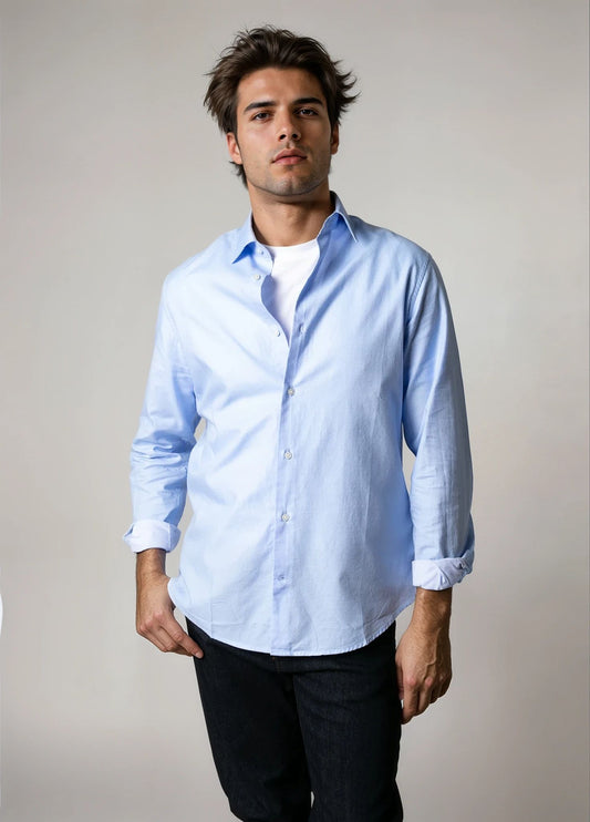 Camisa sport micrograbado celeste