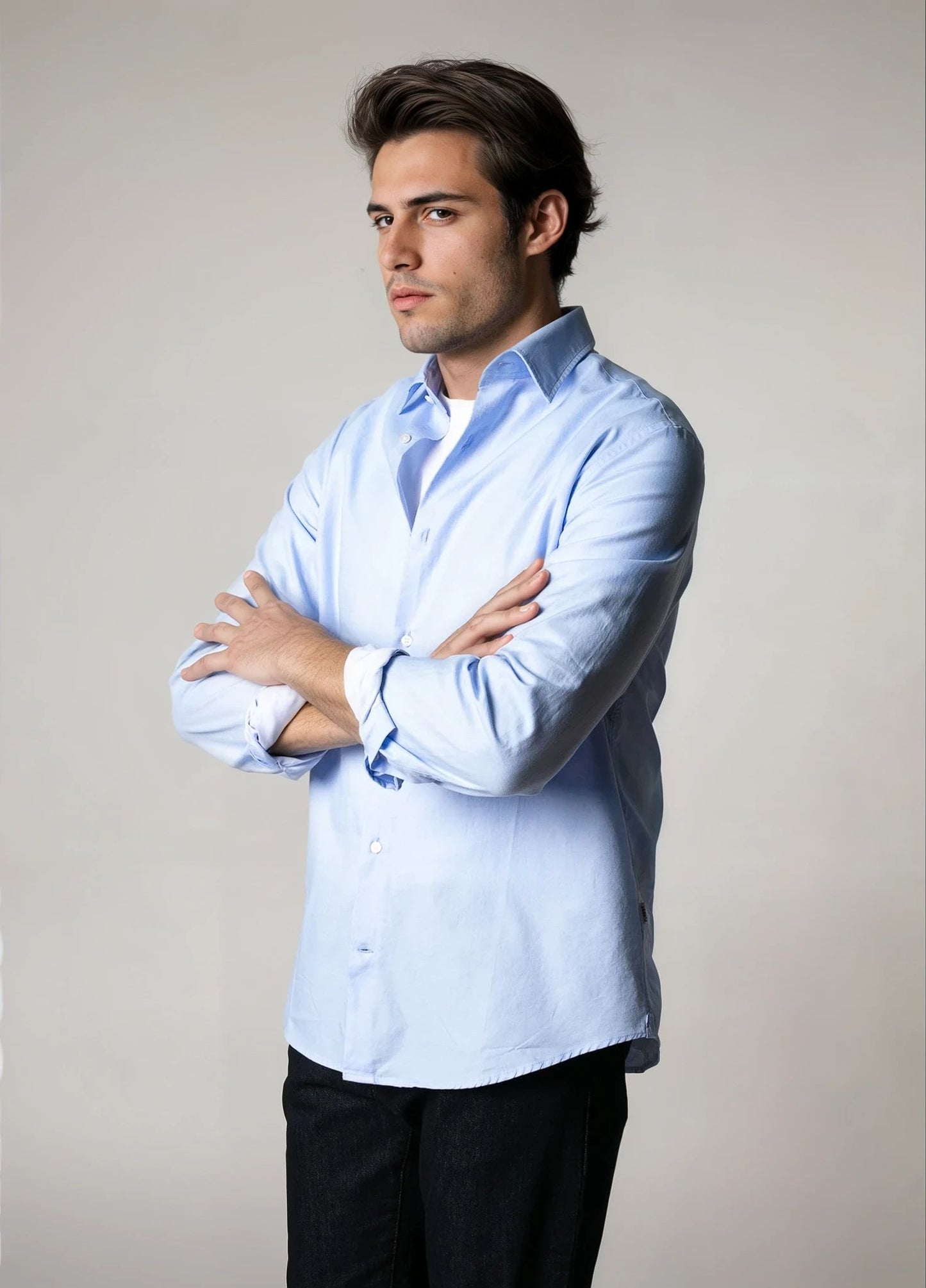 Camisa sport micrograbado celeste
