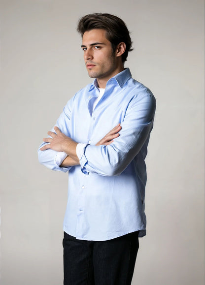 Camisa sport micrograbado celeste