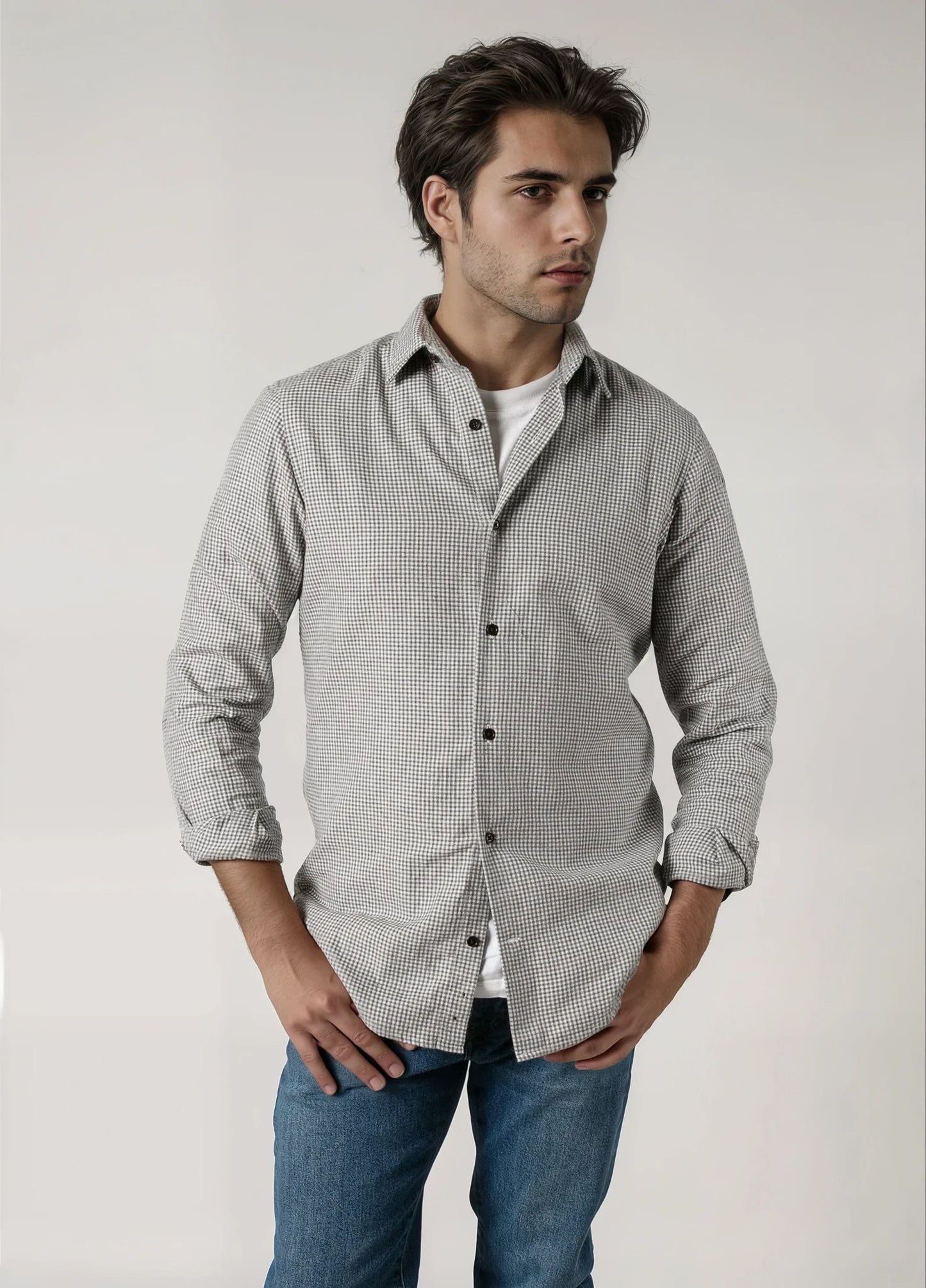 Camisa sport cuadrito gris