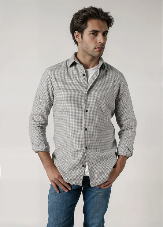 Camisa sport cuadrito gris