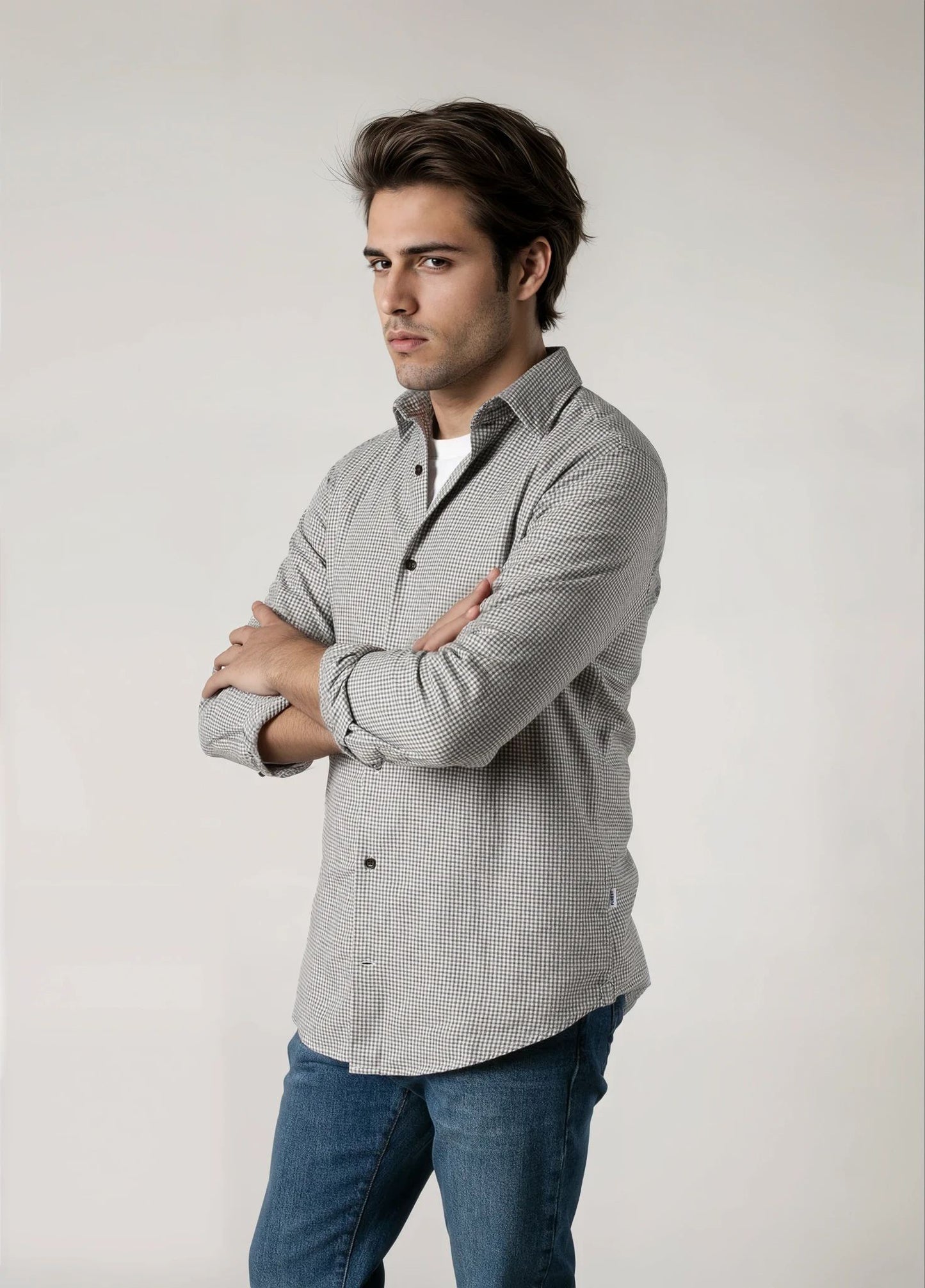 Camisa sport cuadrito gris