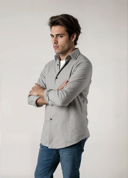 Camisa sport cuadrito gris