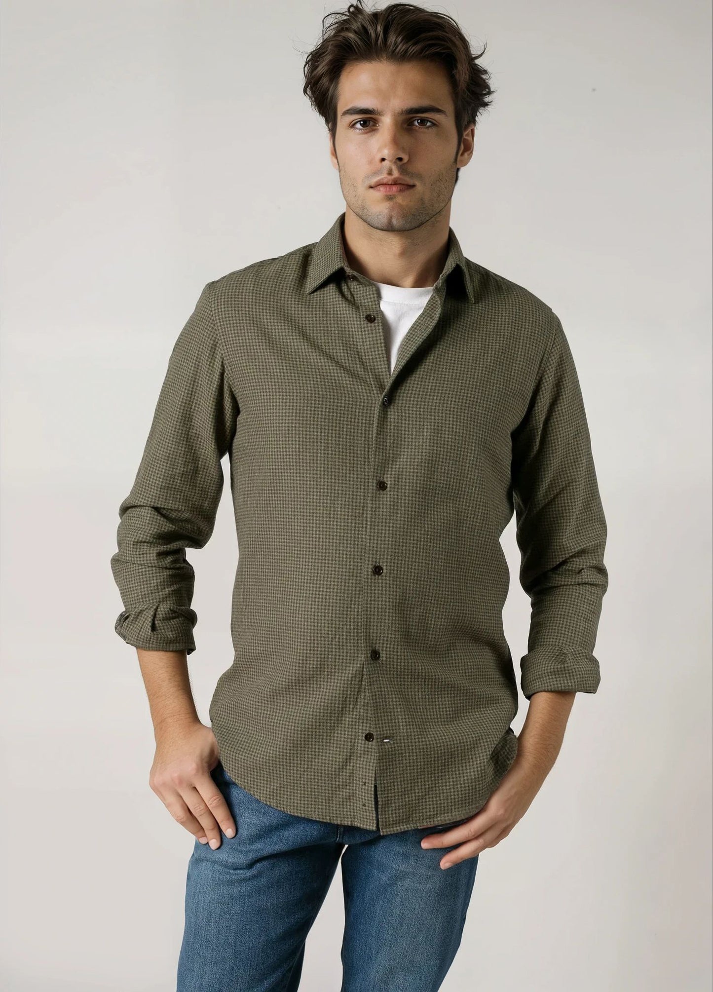 Camisa sport cuadritos verde
