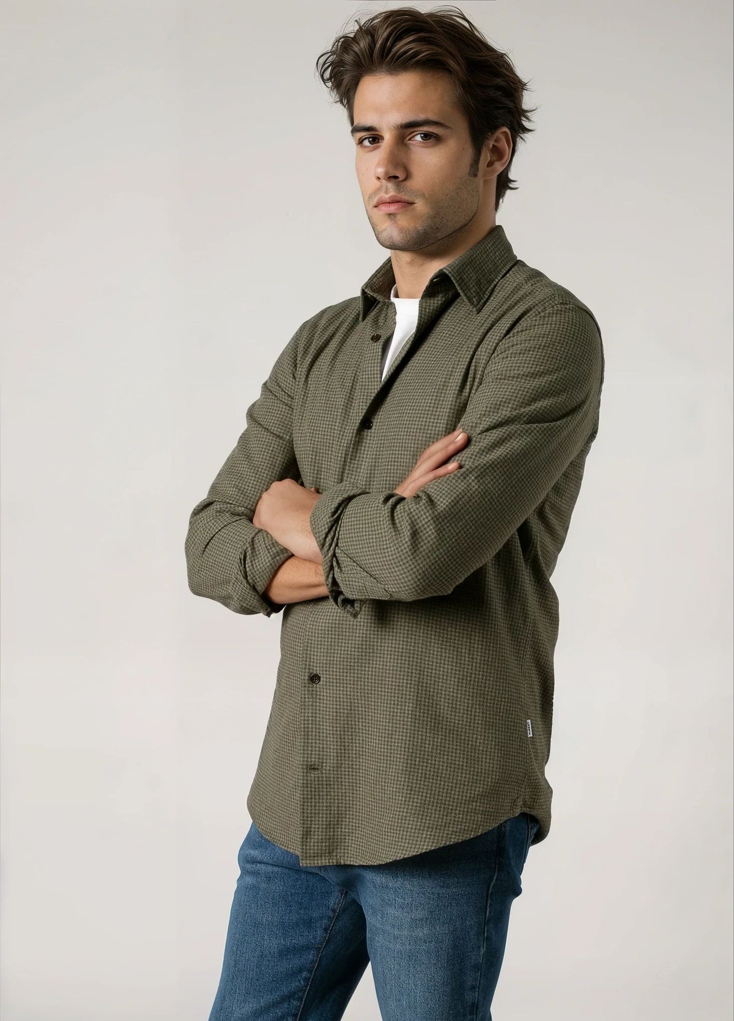 Camisa sport cuadritos verde