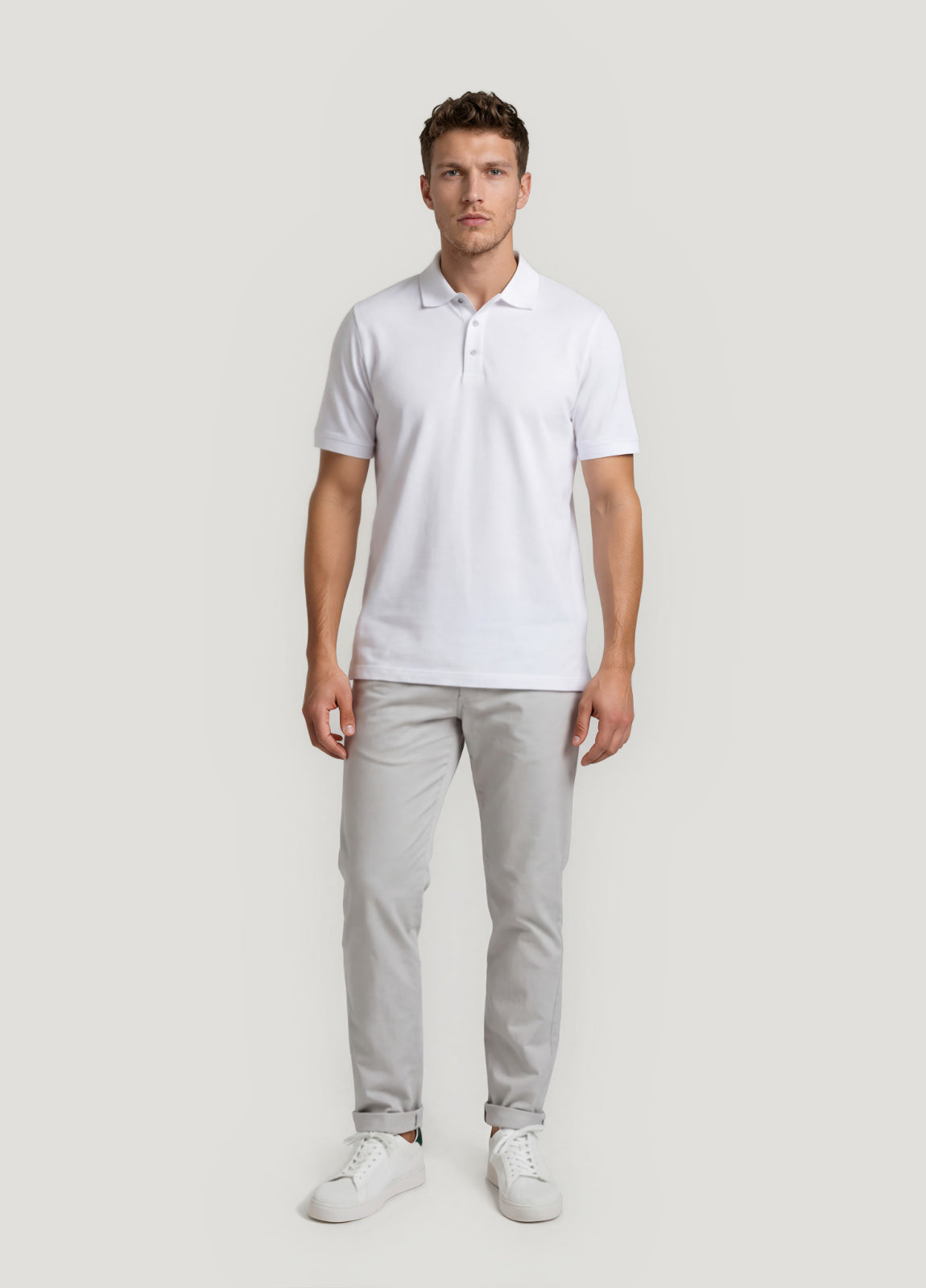 Pantalón casual chino gris perla
