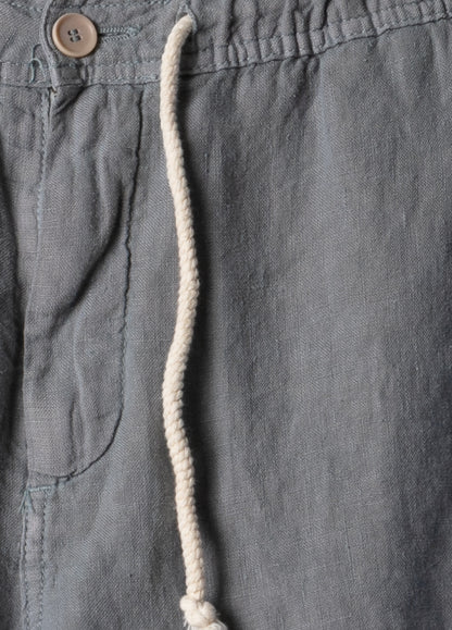 Lead-colored linen jogger shorts