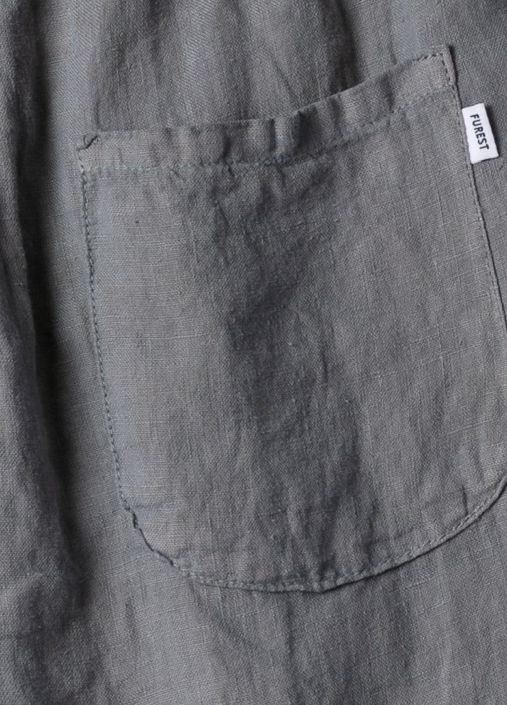 Lead-colored linen jogger shorts
