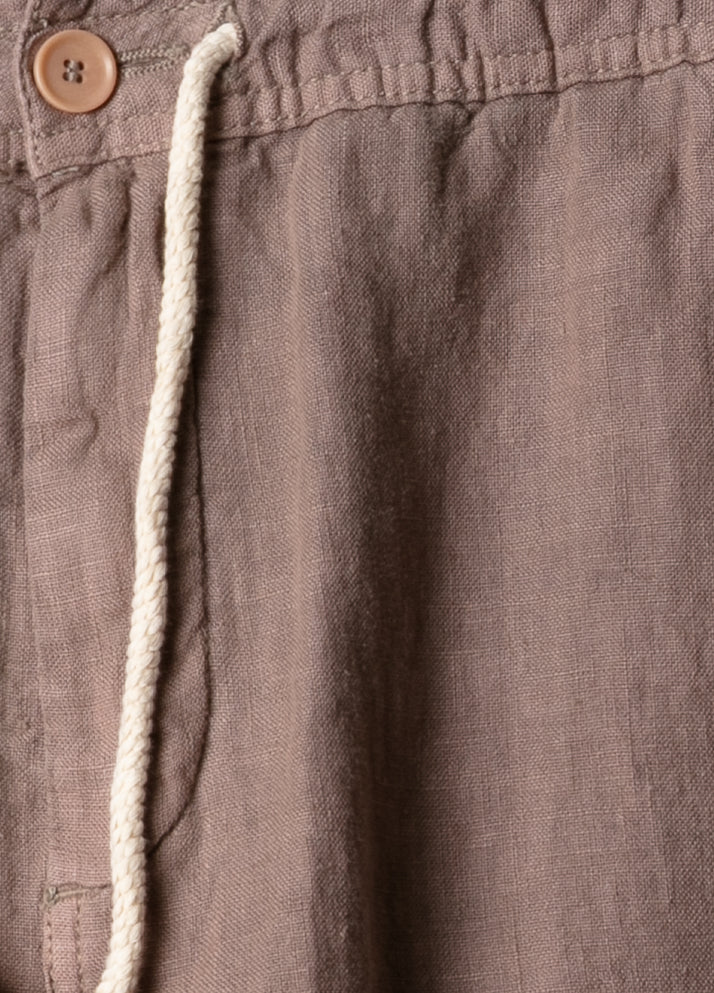 Brown linen jogger shorts