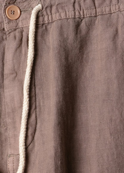 Brown linen jogger shorts
